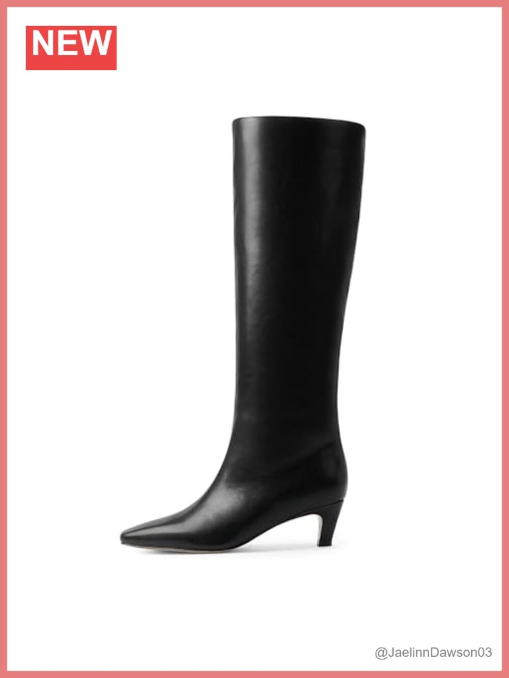 Women Knee High Boots Square Toe Kitten Heel PU Leather Tall Boots Zip